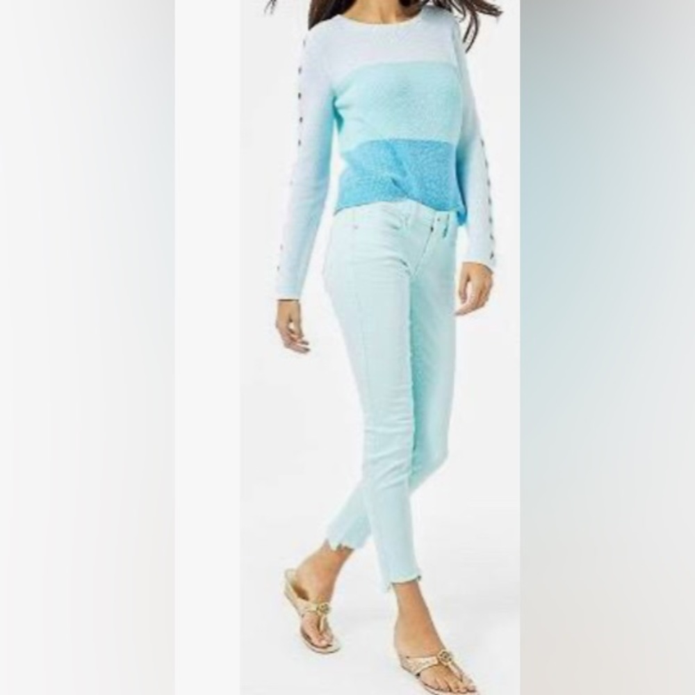 NWT LILLY PULITZER 12 whisper blue south ocean skinny crop jeans